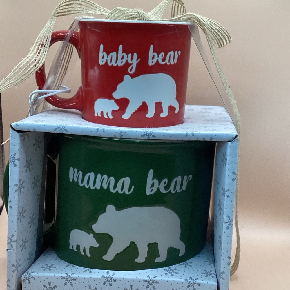 Red and Green Bear Mug Set
